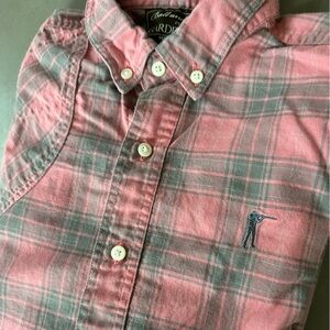Ball and Buck Garden & Gun Pink Plaid Shirt Embroidered Medium USA
